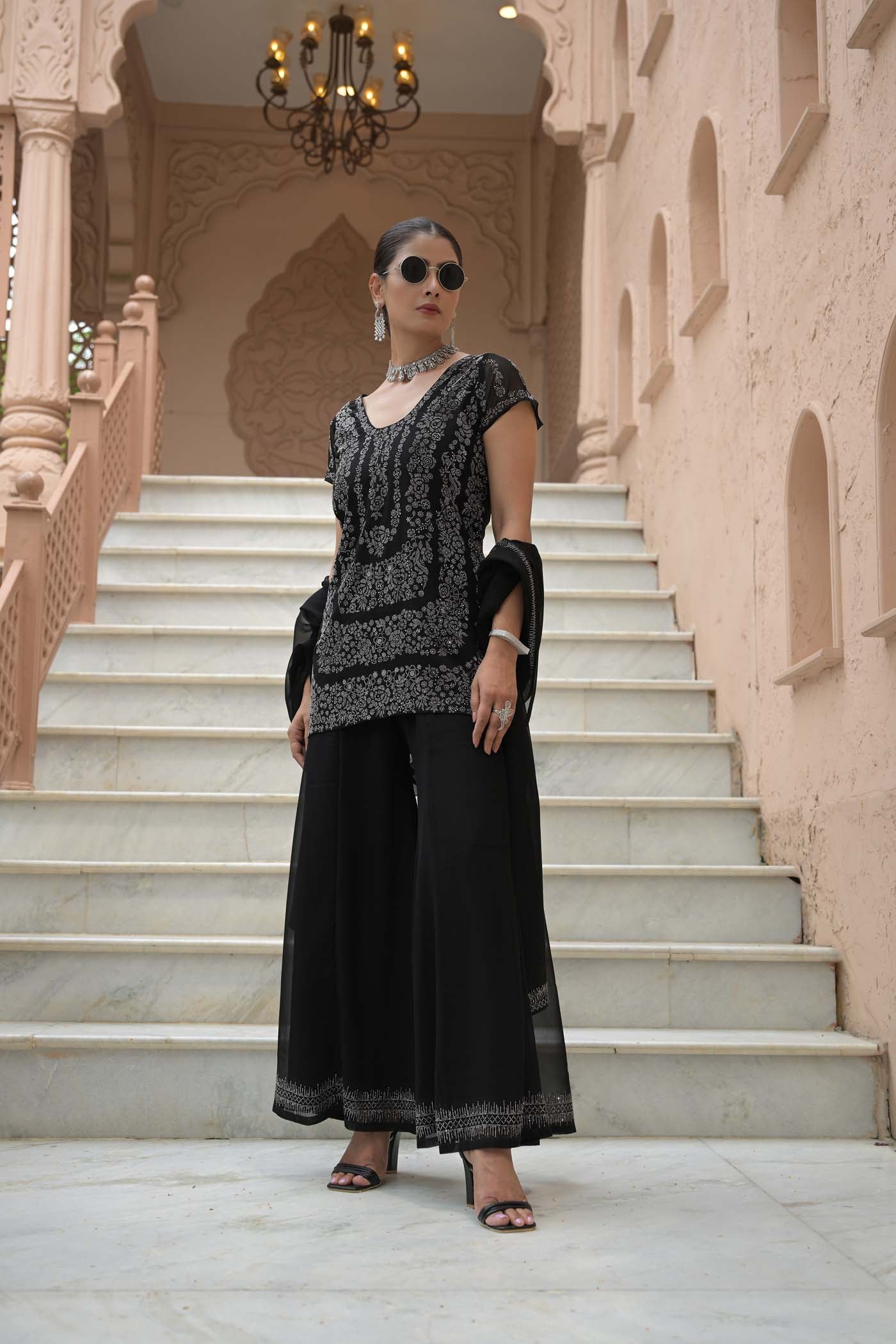 Noir Splendor Sharara Set