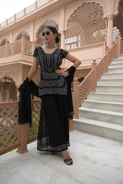 Noir Splendor Sharara Set