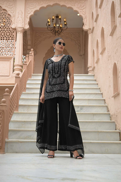 Noir Splendor Sharara Set