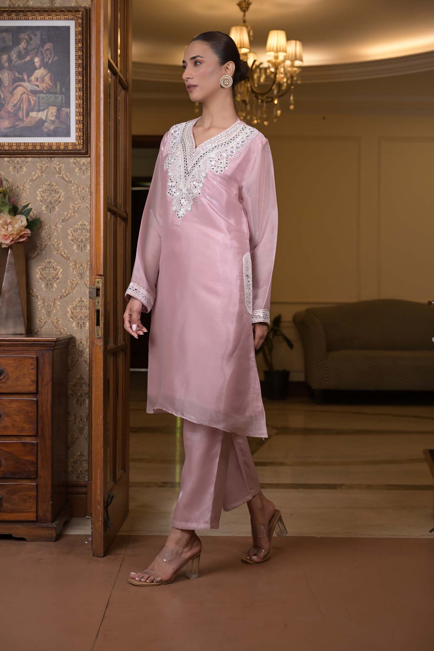 Roseate Radiance Kurta Pants Set