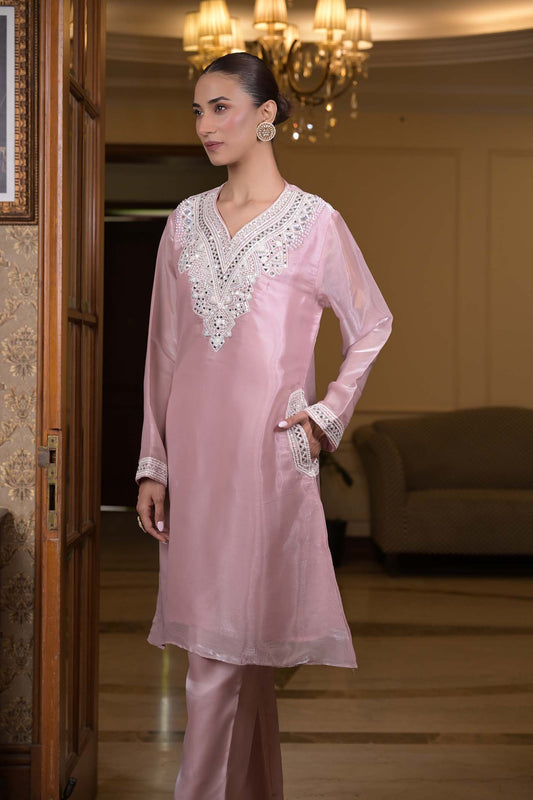 Roseate Radiance Kurta Pants Set