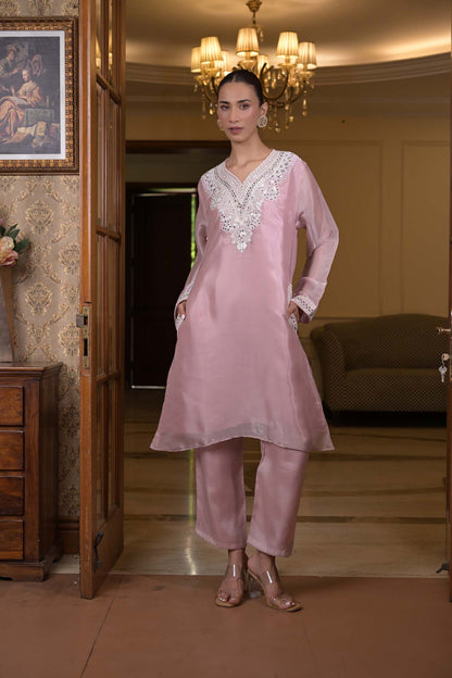 Roseate Radiance Kurta Pants Set