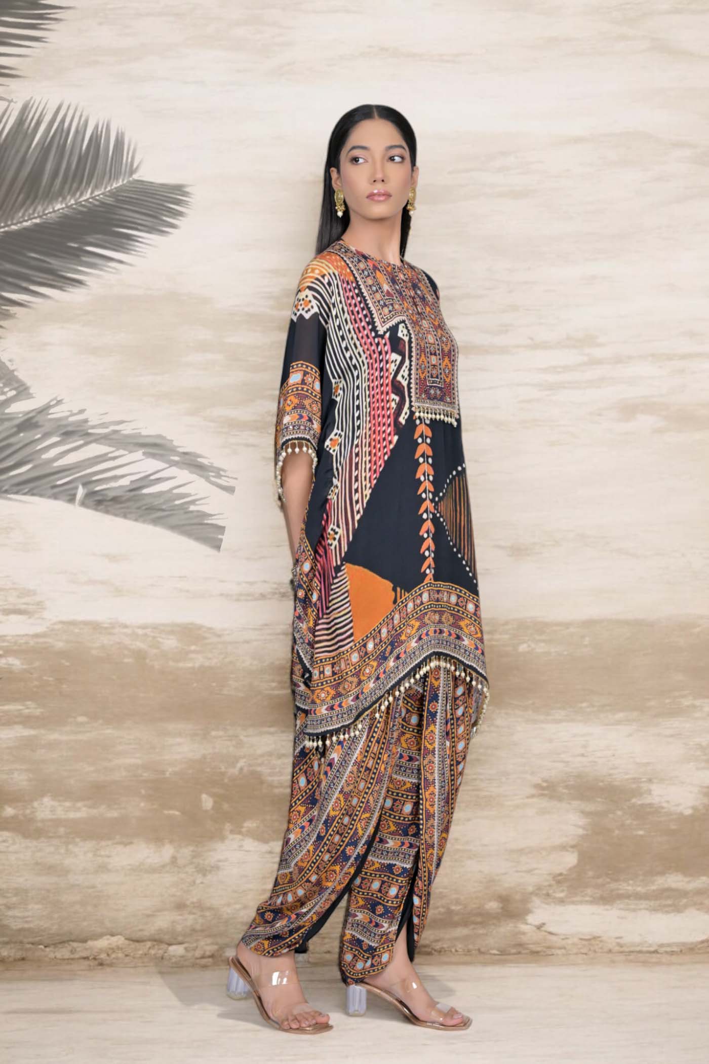 Boho-Chic Patchwork Tunic and Dhoti Set