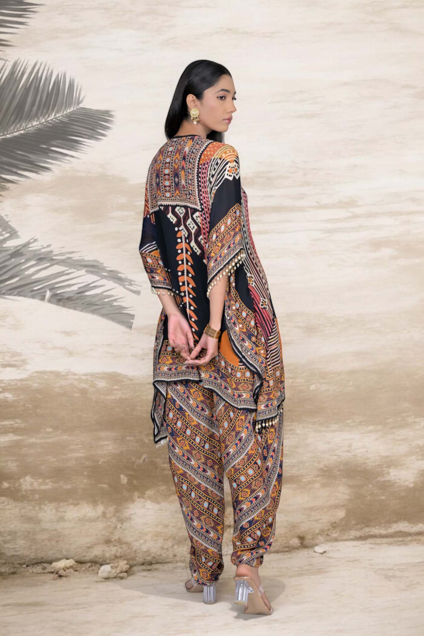 Boho-Chic Patchwork Tunic and Dhoti Set