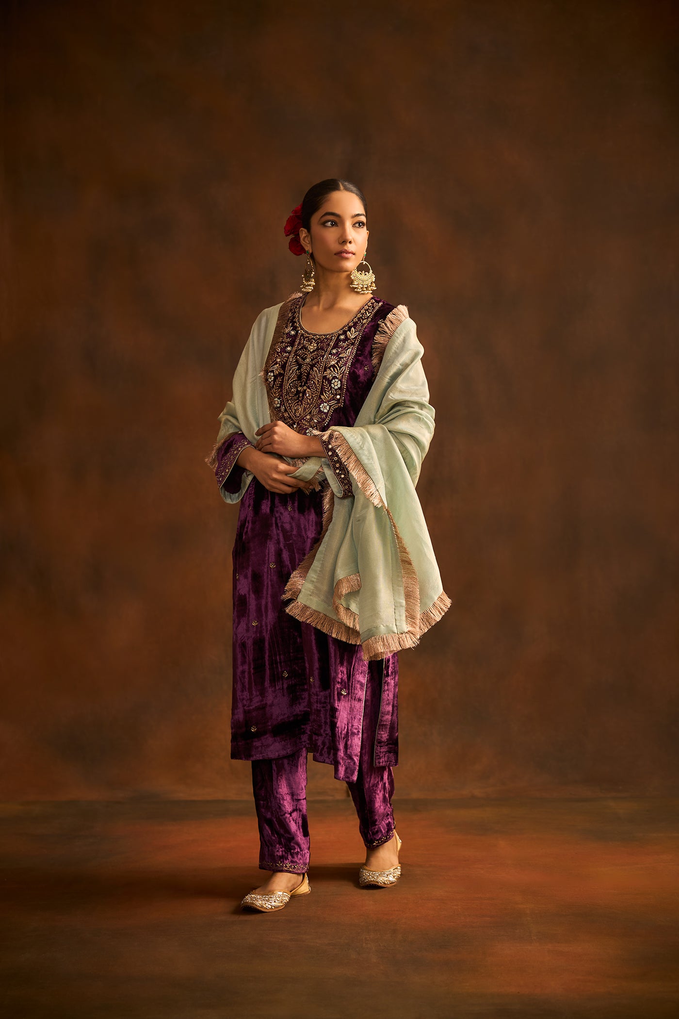 Nafees straight fit kurta with straight pants and dupatta