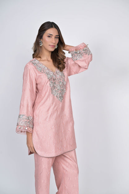 Blush Pink Embroidered Kurta Set