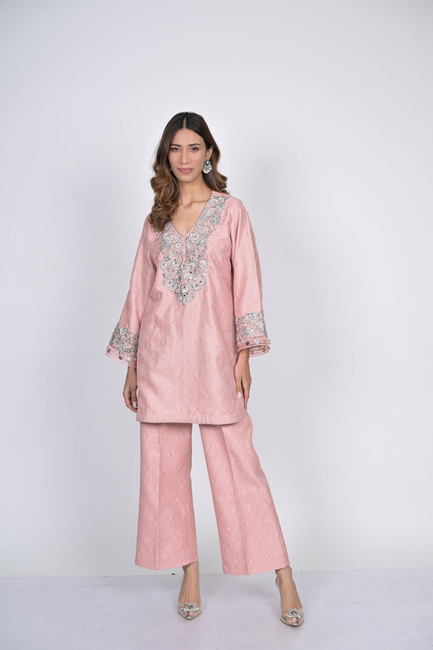 Blush Pink Embroidered Kurta Set