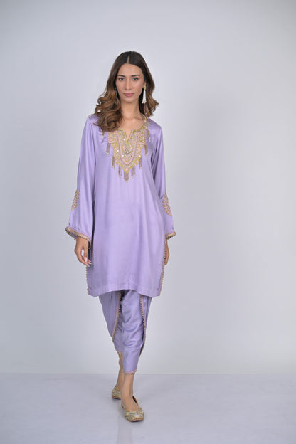 Lavender Whisper Kurta and Dhoti Pants Set