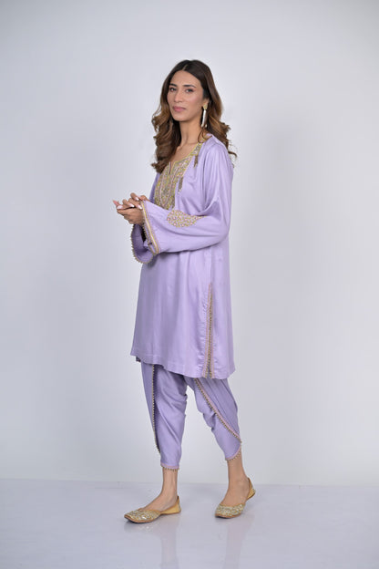 Lavender Whisper Kurta and Dhoti Pants Set