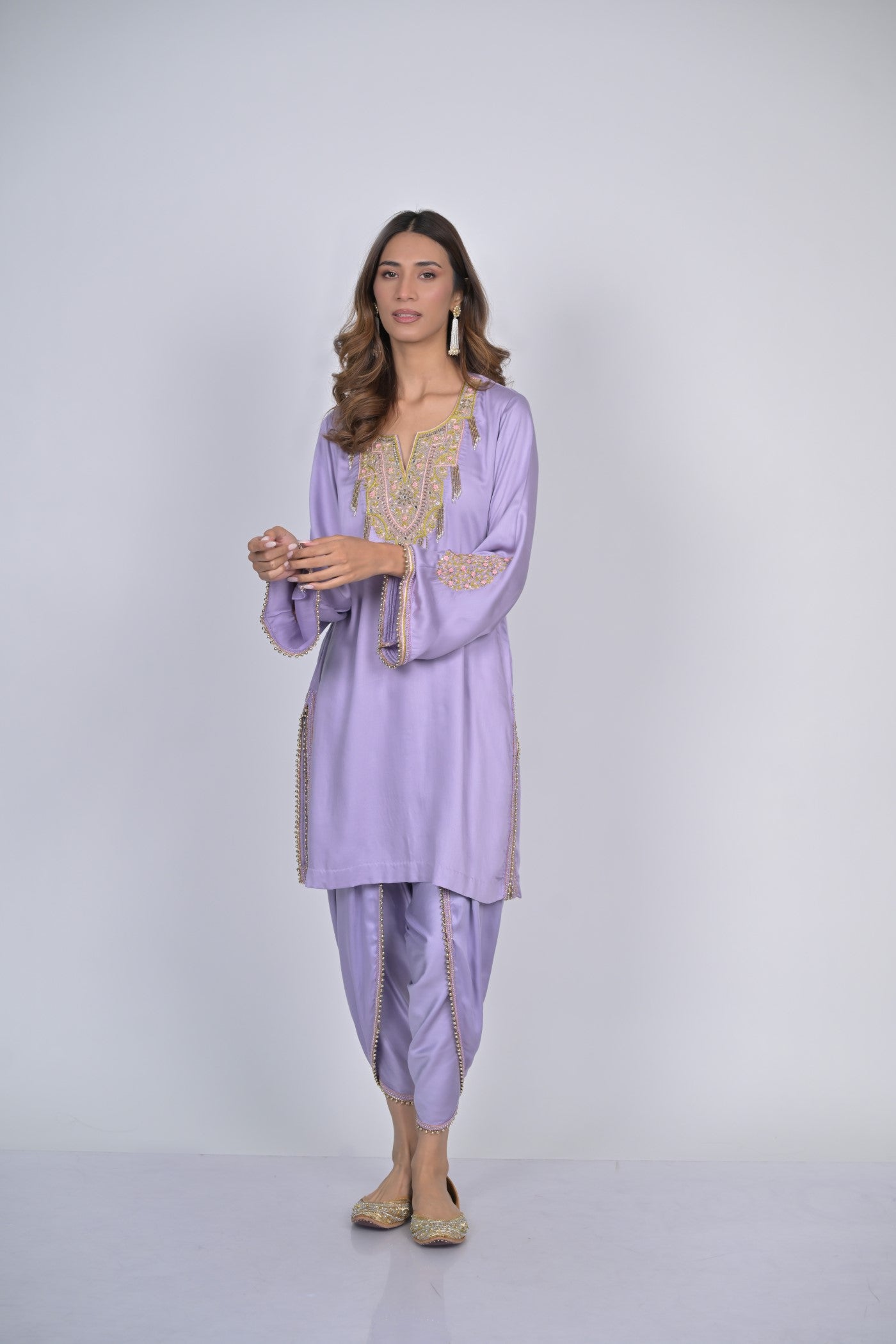 Lavender Whisper Kurta and Dhoti Pants Set