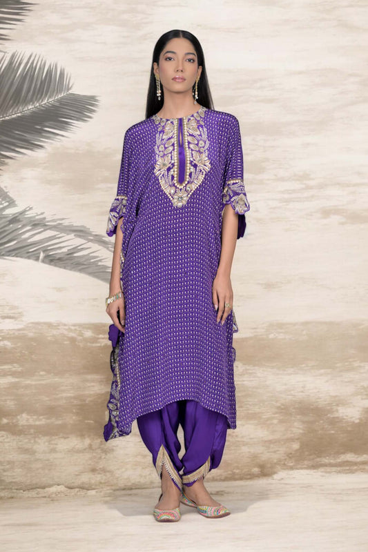 Purple Embroidered Kurta Set