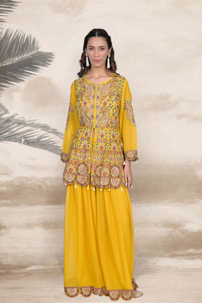 Radiant Glow Yellow Sharara Set