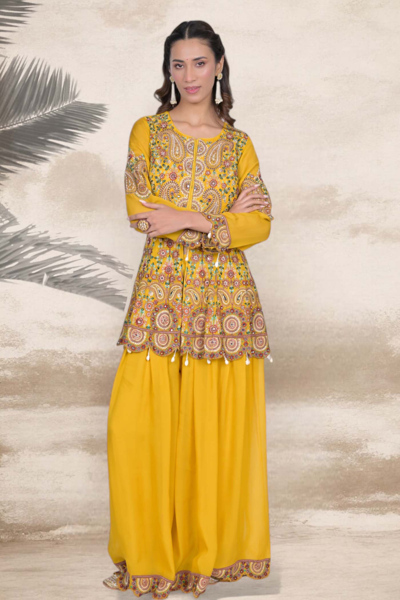 Radiant Glow Yellow Sharara Set