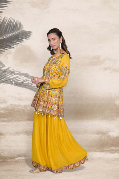 Radiant Glow Yellow Sharara Set