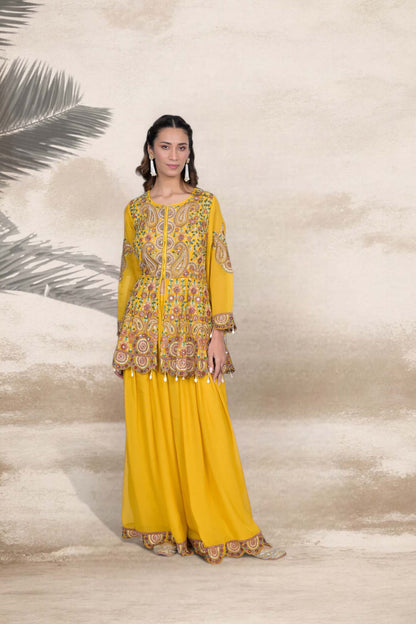 Radiant Glow Yellow Sharara Set