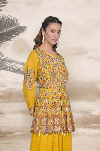 Radiant Glow Yellow Sharara Set